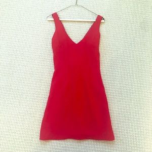 Nicole Miller V Neck Red Dress with Bow In Back